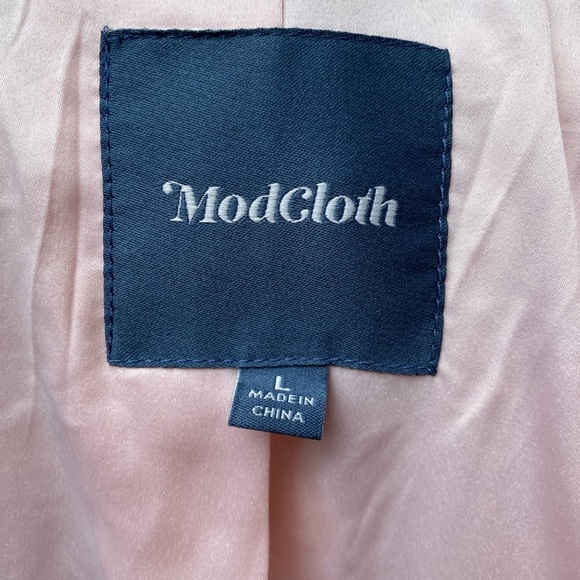 Gently loved ✨ ModCloth Pink Polka Dot Wool Coat 💗 Size Large - Picture 6 of 6